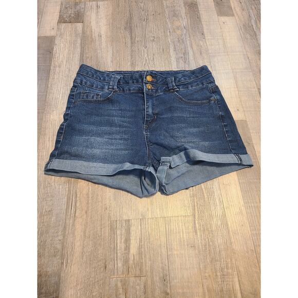 Blue spice size 9 juniors denim cuffed shorts - Picture 1 of 8